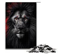 Puzzle pour Adultes 1000 pièces Lion Noir Sauvage et en colère Chaque pièce est Unique Jeu Amusant et Stimulant pour Toute la Famille 75x50cm