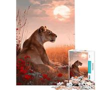 Puzzle pour Adultes 1000 pièces Lionne dans Un Champ de Fleurs Activités ludiques à la Maison Décoration Murale Jeux éducatifs Convient aux Personnes de 14 Ans et Plus (38x26cm)