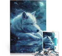 Puzzle pour Adultes 1000 pièces “Loup Blanc Solitaire” Fait de Bois，Convient aux 14 Ans et Plus Jeu de défi Unique Cadeau pour Les Anniversaires。Taille：50x75cm/19.6x29.5pouce