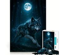 Puzzle pour Adultes 1000 pièces Loup céleste Courant au Clair de Lune dans Une forêt étoilée Jeu créatif de qualité supérieure,Jouet pour se divertir et Passer Un agréable Moment,décoration de Noël