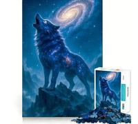 Puzzle pour Adultes 1000 pièces Loup céleste Hurlant à la Galaxie Bordure Fine Jeu de Concentration Amusant Jeu de détente Cadeau d'anniversaire Amusant (50x75cm)