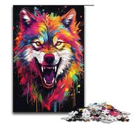 Puzzle pour Adultes 1000 pièces Loup coloré gribouillis Puzzle Chaque pièce est Unique - Jeu Familial Stimulant 1000 pièces (38 x 26 cm)