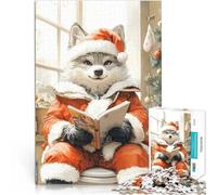 Puzzle pour Adultes 1000 pièces Loup en Costume de Père Noël en Train de Lire Jouets de Jeu Décoration d'intérieur 38x26cm