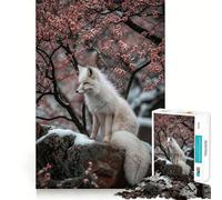 Puzzle pour Adultes 1000 pièces Loup en Fleurs de Cerisier,découpe Premium,Jeu créatif,Jouet,Divertissement,décoration de Noël (38x52cm)