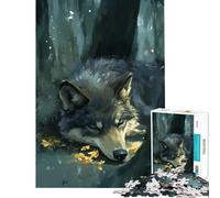 Puzzle pour Adultes 1000 pièces Loup endormi dans la forêt Activités Amusantes à la Maison Jeu de réflexion Stimulant et Difficile adapté aux Personnes de 14 Ans et Plus (38x52cm)