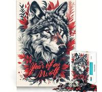 Puzzle pour Adultes 1000 pièces Loup Gardien d'automne Découpe précise Jeu d'adresse et de réflexion Détente Cadeau Artistique de Noël (50x75cm)