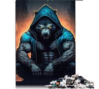 Puzzle pour Adultes 1000 pièces Loup-Garou Attendant Son Heure Puzzles en Bois Jeux de Puzzles relaxants 19,7 x 29,5 Pouces