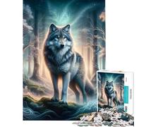 Puzzle pour Adultes 1000 pièces Loup mystérieux de la forêt Aide à l'exercice cérébral Décoration Murale Jouet Anti-Stress pour 14 Ans et Plus Jeu de Puzzle Offert (38x26cm)