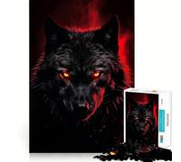 Puzzle pour Adultes 1000 pièces Loup Noir aux Yeux Rouges,Articulation Fine,activité ludique et Intelligente,Jeu Relaxant,Cadeau de Noël apaisant (38x52cm)