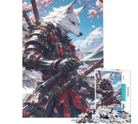 Puzzle pour Adultes 1000 pièces Loup Samouraï sous Sakura Puzzle 1000 pièces Décoration intérieure Jouet Anti-Stress Jeu de société en Famille (38x26cm)