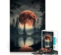 Puzzle pour Adultes 1000 pièces Lune de Sang sur Un lac Jeu d'articulation Fine,activité intellectuelle et ludique,Cadeau de Noël apaisant (50x75cm)