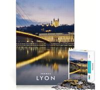 Puzzle pour Adultes 1000 pièces Lyon France Décoration Bords Nets Jeu de réflexion et de détente Cadeau Artistique de Noël (38x26cm)