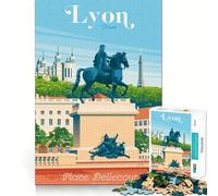 Puzzle pour Adultes 1000 pièces Lyon France Voyage Impression Premium Découpe Jeu de logique et d'adresse Détente Décoration Murale de Noël (50x75cm)
