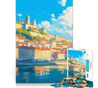 Puzzle pour Adultes 1000 pièces Lyon Riverside Fine Joint,Jeu Amusant et Stimulant pour l'esprit,Cadeau d'anniversaire Amusant (38x52cm)