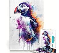Puzzle pour Adultes 1000 pièces Macareux Moine Aquarelle,décor épuré,défi Mental,Jeu d'adresse,Cadeau d'anniversaire Artistique (50x75cm)