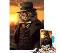 Puzzle pour Adultes 1000 pièces Mafia Chat Sibérien Jeu Stimulant Jouet éducatif Décoration Parfaite Cadeau Amusant (Dimensions 38x52cm)
