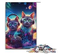Puzzle pour Adultes 1000 pièces Magic Art Cat Family Puzzles en Bois Jeu éducatif Défi Jouet 1000 PCS (38x26cm)