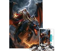 Puzzle pour Adultes 1000 pièces Magicien chevauchant Un Dragon dans la tempête Jeu addictif pour cultiver la Patience Jeu Familial Décoration Parfaite Cadeau Amusant (Dimensions 50x75cm)