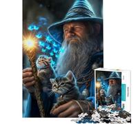 Puzzle pour Adultes 1000 pièces Magicien et Chatons Jeu de Puzzle Anti-Stress 1000 pièces pour s'amuser en Famille Jeu Stimulant et divertissant (75x50cm)