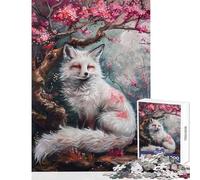 Puzzle pour Adultes 1000 pièces Magnifique Arbre en Fleurs avec Renard Jeu de réflexion Amusant et Humoristique décoration Murale activités ludiques à la Maison (38x26cm)