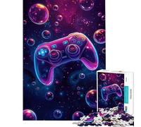 Puzzle pour Adultes 1000 pièces Manette de Jeu néon dans des Bulles spatiales Défi éducatif Anti-Stress Jouet pour Les 14 Ans et Plus (38x26cm)