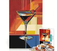 Puzzle pour Adultes 1000 pièces Martini avec Cerise Jeu de Construction pour s'amuser en Famille avec des pièces de Formes aléatoires Parfaitement emboîtables 38x52cm