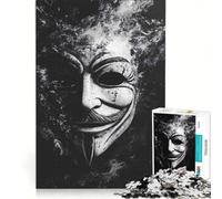 Puzzle pour Adultes 1000 pièces Masque Anonyme dans la fumée, Jeu de réflexion, Difficile, idéal comme Cadeau pour Toute la Famille 50x75cm