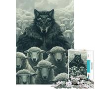 Puzzle pour Adultes 1000 pièces Masque de Loup Chef de Mouton Puzzle 1000 pièces Décoration intérieure Jouet Anti-Stress Amusement en Famille et soirées Jeux (38x26cm)