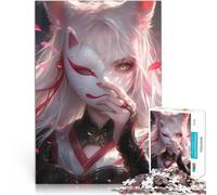 Puzzle pour Adultes 1000 pièces Masque Kitsune Anime Girl Défi Difficile pour soulager Le Stress Idées Cadeaux 38x26cm