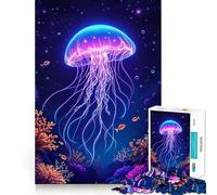 Puzzle pour adultes, 1000 pièces, méduses néon bioluminescentes dans le récif de corail cosmique, ajustement propre, décoration, jeu de réflexion, jeu, temps confortable, jeu, cadeau d'anniversaire