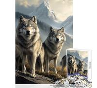 Puzzle pour Adultes 1000 pièces Meute de Loups dans Un Paysage de Montagne Jeu Antistress Idée Cadeau Jeu de Manipulation avec des pièces de Formes aléatoires Parfaitement emboîtables 38x26cm