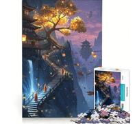 Puzzle pour Adultes 1000 pièces Moines sur Un Chemin de Montagne avec lanternes Jeu éducatif décoration Parfaite Chaque pièce est Unique 38x26cm