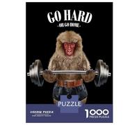 Puzzle pour Adultes 1000 Pièces Monkey Weightlifting Puzzle Casse-tête Jeu Anti-Stress Cadeau d'anniversaire Et Cadeau Unique 38x26cm/1000pcs
