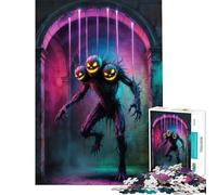 Puzzle pour Adultes 1000 pièces Monstre Citrouille à Trois têtes dans Une Arche en Pierre Défi éducatif Anti-Stress Jouet Anti-Stress pour Les 14 Ans et Plus (38x26cm)