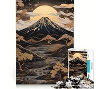 Puzzle pour Adultes 1000 pièces Mont Fuji doré, Jeu éducatif, Difficile, Cadeau Unique pour Un Anniversaire ou Noël 50x75cm