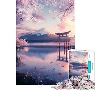 Puzzle pour Adultes 1000 pièces Mont Fuji Fleurs de Cerisier Sérénité Défi éducatif Défi Difficile Jeux Amusants pour Les 14 Ans et Plus 50x75cm