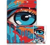 Puzzle pour Adultes 1000 pièces, Motif Abstrait d'œil avec Effet de Peinture dégoulinante, Jeu éducatif, décoration Murale, pour Un Père Noël Secret, Format 50x75cm