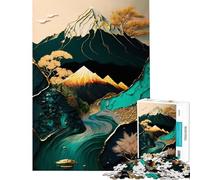 Puzzle pour Adultes 1000 pièces Motif Abstrait du Mont Fuji Puzzle décoratif de 1000 pièces pour Les Amis et la Famille (50x75cm)
