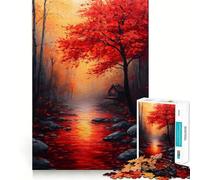 Puzzle pour Adultes 1000 pièces,Motif Chalet au Bord de la rivière en Automne,Jeu d'adresse et de réflexion,Gratuit,scène de Noël (50x75cm)