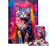 Puzzle pour Adultes 1000 pièces Motif Chat Puzzle Animalier 1000 pièces décoration intérieure Jouet Anti-Stress Divertissement Familial et soirée Jeux (38x52cm)