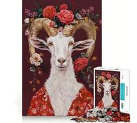 Puzzle pour Adultes 1000 pièces,Motif chèvre bohème,Art de la Mode,découpe Fine,Divertissement et résolution de problèmes,Jeu Confortable,décoration Murale de Noël (38x52cm)