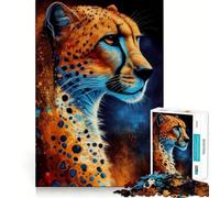 Puzzle pour Adultes 1000 pièces,Motif guépard,Peinture à l'encre,Assemblage Parfait,Jeu de logique Artistique,Divertissement,Temps de Repos,Cadeau d'anniversaire (38x26cm)