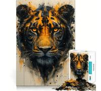 Puzzle pour Adultes 1000 pièces,Motif Jaguar Noir,œuvre d'art Finement découpée,défi Intelligent et Amusant,Jeu Calme,Cadeau d'anniversaire (38x52cm)