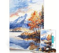 Puzzle pour Adultes 1000 pièces,Motif lac et Sommets d'automne,Jeu d'adresse et de réflexion,Gratuit,scène de Noël (50x75cm)