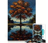 Puzzle pour Adultes 1000 pièces,Motif reflet d'arbre d'automne,Peinture aux Bords précis,Jeu de réflexion et de Calme,Cadeau d'anniversaire (50x75cm)