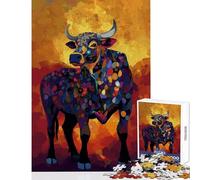 Puzzle pour Adultes 1000 pièces, Motif Taureau Gustav, décoration intérieure, Jouet, Cadeau d'anniversaire, Jeu Pratique pour Partager Un Moment Complice Parent-Enfant, Dimensions 38x52cm