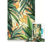 Puzzle pour Adultes 1000 pièces, Motif vitrail de Feuilles Tropicales, Assemblage Lisse, Jeu Amusant et Stimulant pour la Concentration, idéal pour Un Moment de détente ou Un Anniversaire (38x52cm)