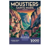 Puzzle pour Adultes 1000 Pièces Moustiers Sainte Marie Travel Puzzle pour Adolescents pour S'amuser en Famille, Défi Éducatif, Cadeau d'anniversaire Unique 38x26cm/1000pcs