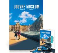 Puzzle pour Adultes 1000 pièces Musée du Louvre,Paris Décoration Neat Edge Jeu de réflexion Détente Cadeau Artistique de Noël (38x26cm)