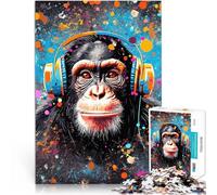 Puzzle pour Adultes 1000 pièces Musique de Monkey DJ Jouets de Jeu pour Cadeau Familial Renforcer l'amour Entre Les Couples 38x26cm